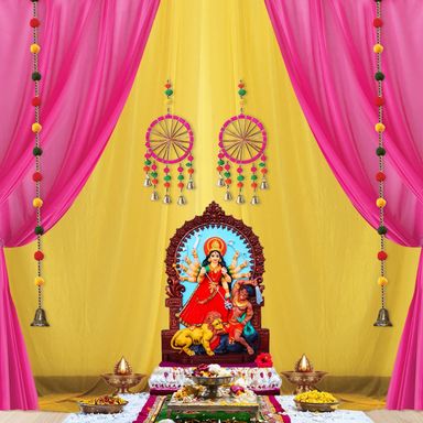 Golu Backdrop (Pink and yellow)
