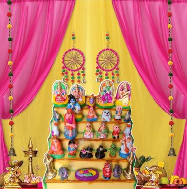 Golu Backdrop (Pink and yellow)