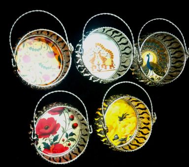 German silver flower basket with handle