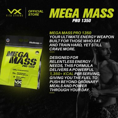 VITAXTRONG MEGA MASS PRO 1350 (6lbs/2.7kg) | 70g Protein, 1350 Calories, Added Casein + 38 Vitamins & Minerals [VX]