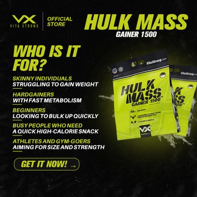 Vitaxtrong Hulk Mass Gainer 1500 (12lbs/5.4kg) | High Calorie Protein Muscle Gainer [VX]