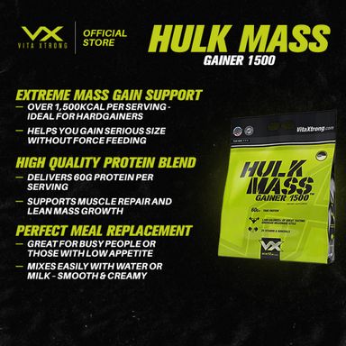 Vitaxtrong Hulk Mass Gainer 1500 (6lbs/2.7kg) | High Calorie Protein Muscle Gainer [VX]