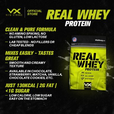 VITAXTRONG REAL WHEY (10lbs/4.5kg) | 26g Protein, Low Carb, Build Muscle & Burn Fat, Third-Party Lab Tested [VX]