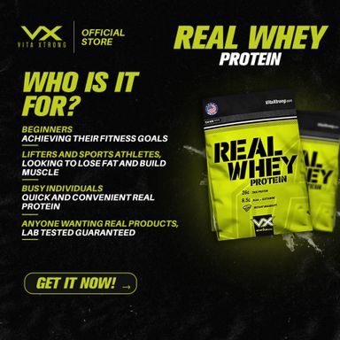 VITAXTRONG REAL WHEY (10lbs/4.5kg) | 26g Protein, Low Carb, Build Muscle & Burn Fat, Third-Party Lab Tested [VX]