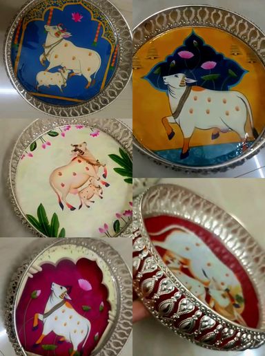 German silver pichwai trays (8 inches)
