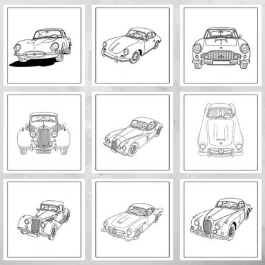 Wilin Digital - 30 Coloring book / Lembar mewarnai Edisi Classic Car
