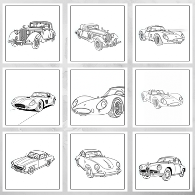 Wilin Digital - 30 Coloring book / Lembar mewarnai Edisi Classic Car