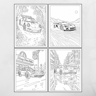 Wilin Digital - 30 Coloring Books / Lembar Mewarnai Edisi Sport Cars