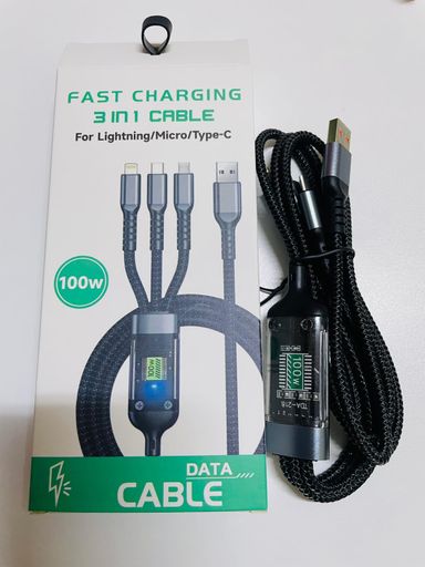 100W 3-in-1 Fast Charging Cable