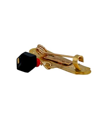 14k yellow gold Dios me bendiga azabache pin 