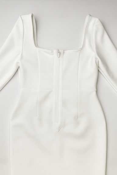 Vestido blanco midi con mangas largas y volantes - Size M