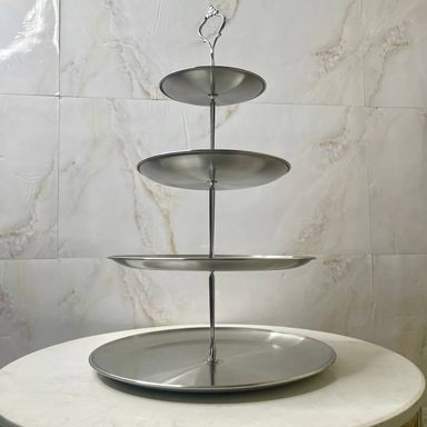Silver Cake/Food 4-Tier 304 Stainless-Steel Display 14cm, 20cm, 26cm, 30cm (S11)