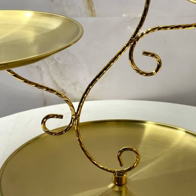 Gold Floral Vine Style 3-Tier Food/ Cake Display Plates (S14)