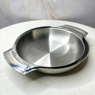 Silver Nora Titanium Steel Serving Plates Set 18cm, 20cm (S09)