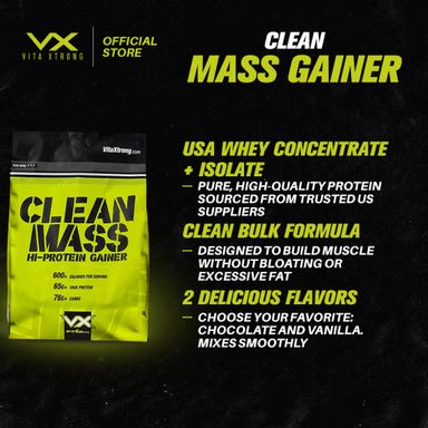 VITAXTRONG Clean Mass Hi-Protein Gainer (10lbs/4.5kg) | Build Muscle, High protein, Max Muscle Growth [VX]