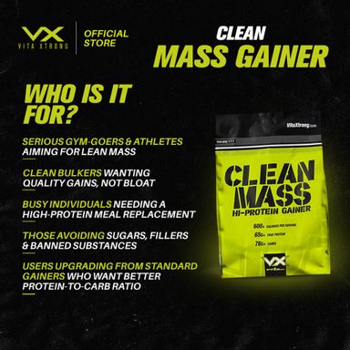VITAXTRONG Clean Mass Hi-Protein Gainer (10lbs/4.5kg) | Build Muscle, High protein, Max Muscle Growth [VX]