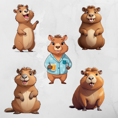 Wilin Digital - 15 Clipart Sticker Whatsapp Digital Printable Edisi Capybara