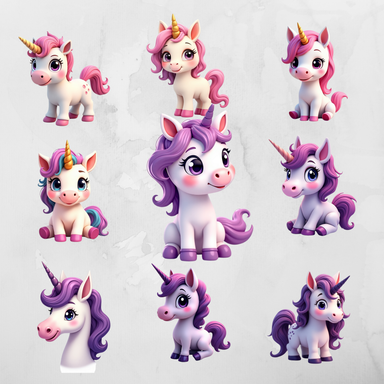 Wilin Digital - 20 Clipart Sticker Whatsapp Digital Printable Edisi Unicorn