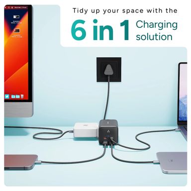 Charge Hub 65 2500W 6-in-1 Charging Station for Laptop, Mobile & Other Devices