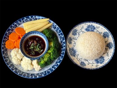 BOILED VEGETABLES WITH VEGAN SAUCE