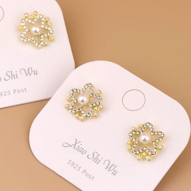 French Pearl Drill Stud Earrings