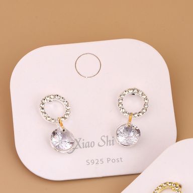 Net red diamond ring zircon earrings