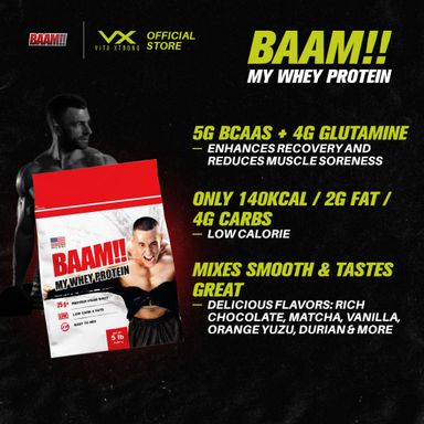 BAAM!! MY WHEY PROTEIN (10lbs / 4.5kg) | Muscle Gain, Recovery, Delicious Taste