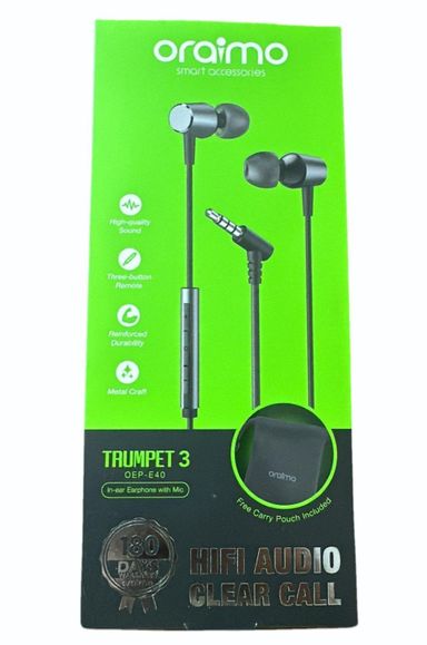 Oraimo Trumpet 3 (OEP-E40) In-Ear Wired Earphone,10mm Dynamic Driver,HiFi Stereo Audio