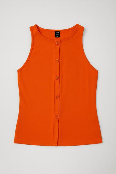 Blusa sin mangas naranja con botones frontales - Size S