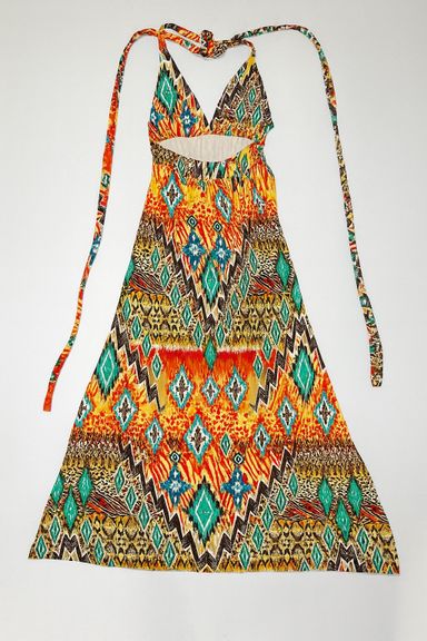 Vestido largo estampado étnico multicolor - Size M
