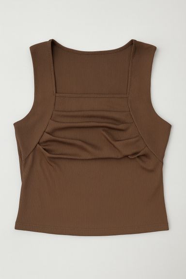 Top marrón con drapeado asimétrico - Size M