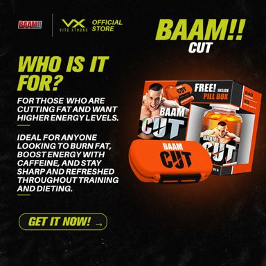 BAAM!! CUT FAT BURNER (60 Capsules / 30 Days Supply) | Metabolism Boost, Appetite Control, Energy Support + FREE Pill Box