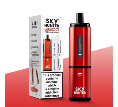 2 cases Sky Hunter 4in1 twist slim 2600 rechargeable vape 5x20mg - Red device  BBE 13/12/25 