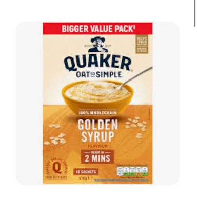 Quaker oat so simple golden syrup 10x16pk  BBE 06/12/25 