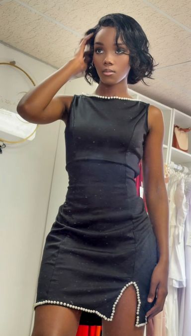 Beaded slit mini