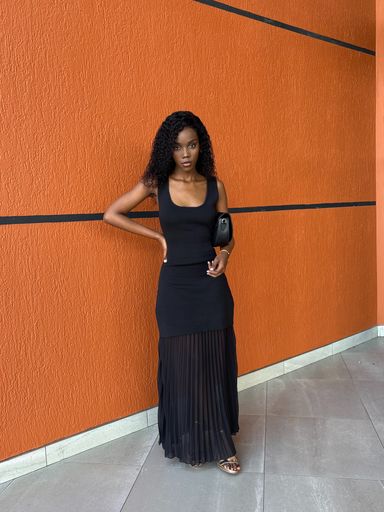 Pleated opulence maxi