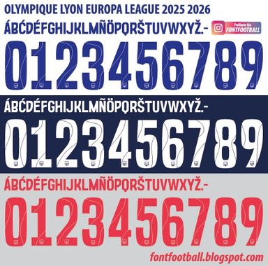 Font Vector Olympique Lyon Lyonnais Europa League UEL 2025 2026 kit