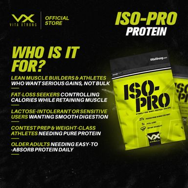[Exp: 25/12/25] VITAXTRONG ISO-PRO Whey Isolate 5lbs + FREE VX L-Carnitine | Hydrolyzed, Zero Sugar, Lactose-Free [VX]