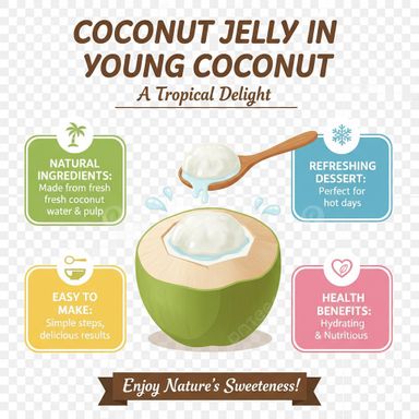Coconut Jelly in Young Coconut (No preservatives, No added sugar)