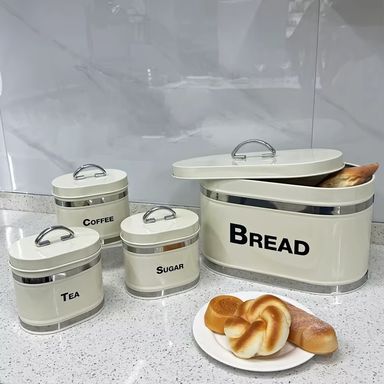 Royal Homeware 4pc Breadbin & Canister Set - Florenzo Collection