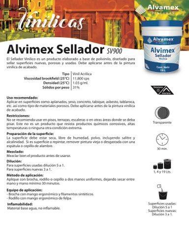 Sellador vinilico SV900 Pinturama 19 Lt