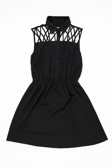 Vestido negro con detalle entrelazado en el escote - Size M