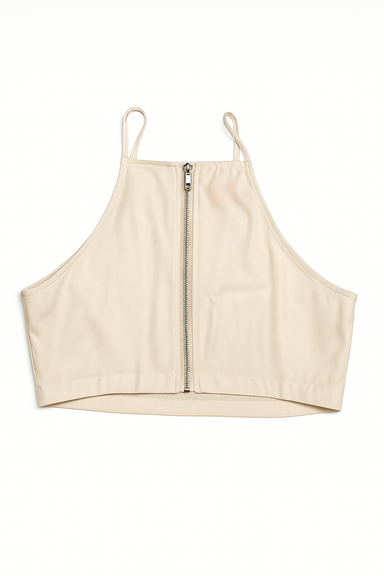 Top beige con zipper en la espalda - Size M