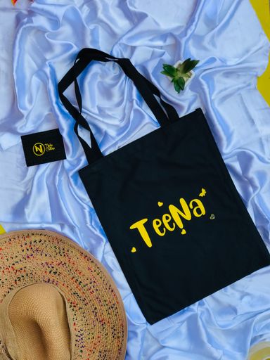 Coloured print tote bag with normal handle