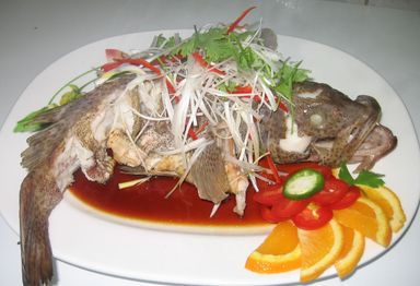 Steamed Hamour fish in Seafood  Sauce   清蒸 石斑鱼