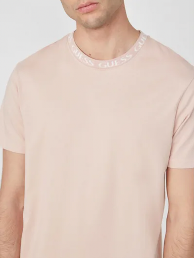 GUESS Beige Neck Logo T-Shirt
