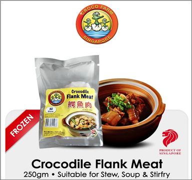 Croco Farm Frozen Crocodile Flank Meat(STEW) 250gm[10 + 1 Deal] Buy 10Packet for $100 and get 1Packet Free.