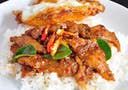Thai chicken/pork rice with chilli paste and egg 