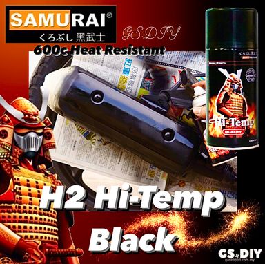 SAMURAI H2 Hi-Temp Black 600°c Heat Resistant Spray Paint🔥 Motor Spray Exhaust Tahan Panas Cat Motor 300ml