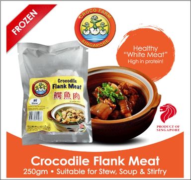 Croco Farm Frozen Crocodile Flank Meat(STEW) 250gm[10 + 1 Deal] Buy 10Packet for $100 and get 1Packet Free.